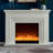 White Solid Wood Electric Fireplace-284382767