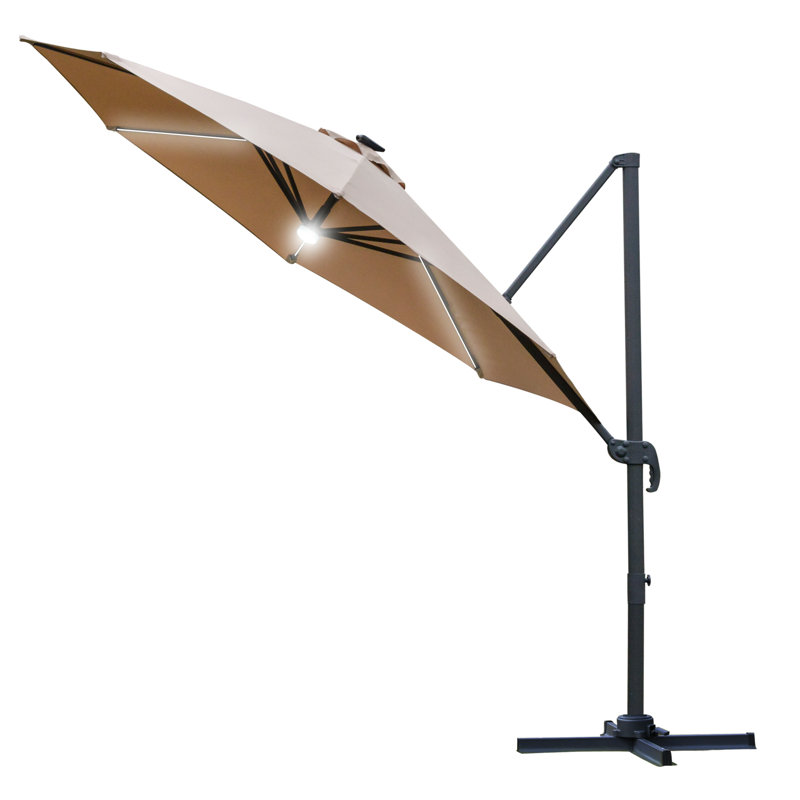2.96cm Lighted Tilt Market Parasol, Brown