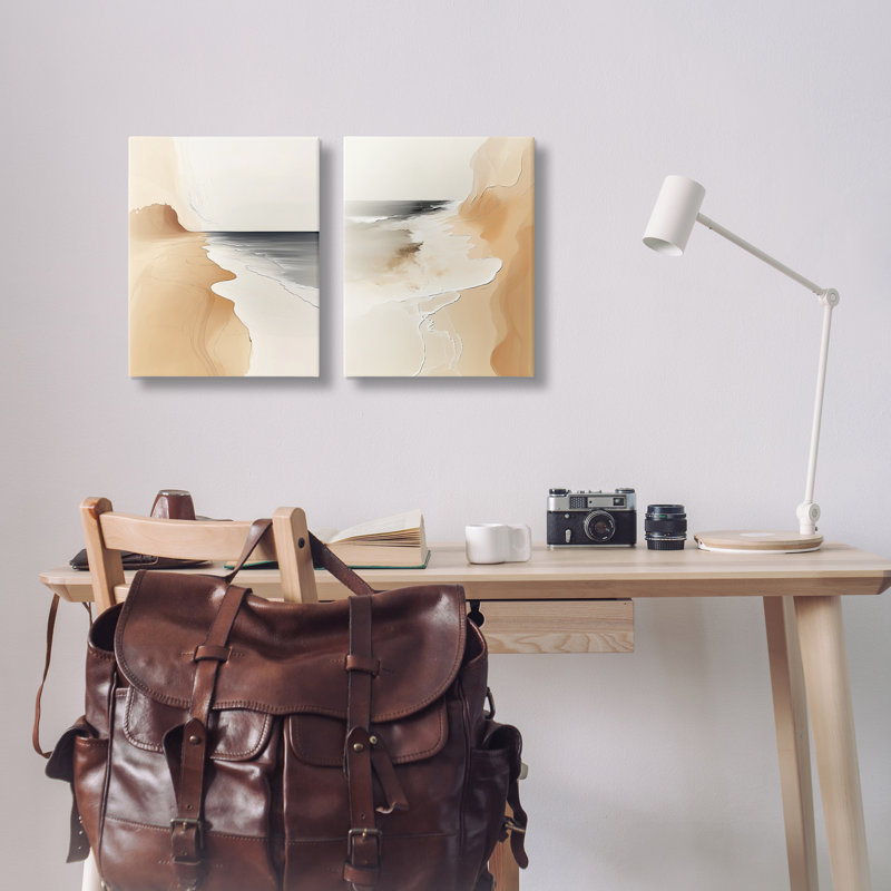 «Abstract Beach Dunes», ensemble de 2 toiles d'art mural, design par Annabelle Hall, 20" H x 16" W