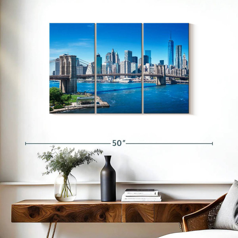 Lilie Blue Sky Manhattan Bridge, 24" H x 38" W