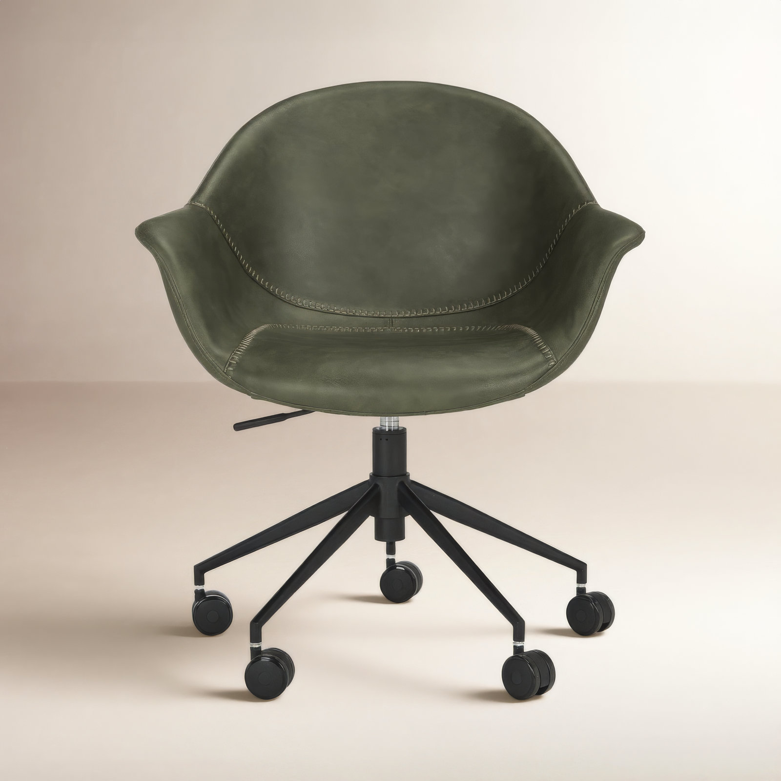 Kealey Swivel Office Chair, Green Faux Leather