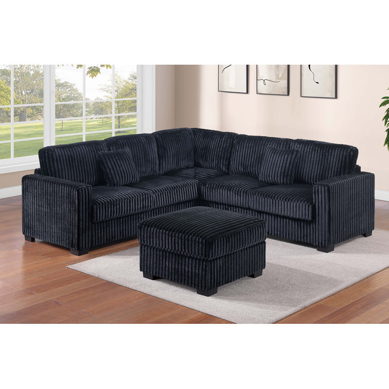 Ensemble modulaire 4 pièces Rosanne, Velours côtelé noir