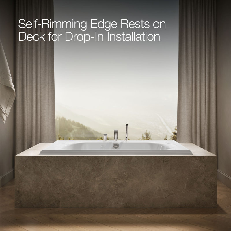 Memoirs 66'' x 42'' Drop In Whirlpool Acrylic Bathtub with Heater, White