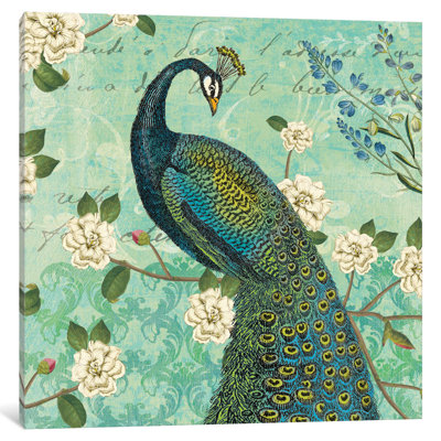 Peacock Arbor VI 1 Piece Floater Frame Wall Art on Canvas