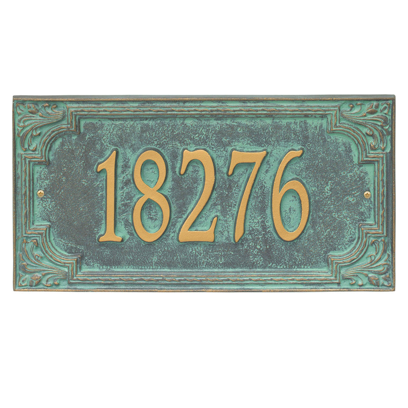 Signature Series 1-Line Wall Address Plaque, Verdigris, Bronze, Yes