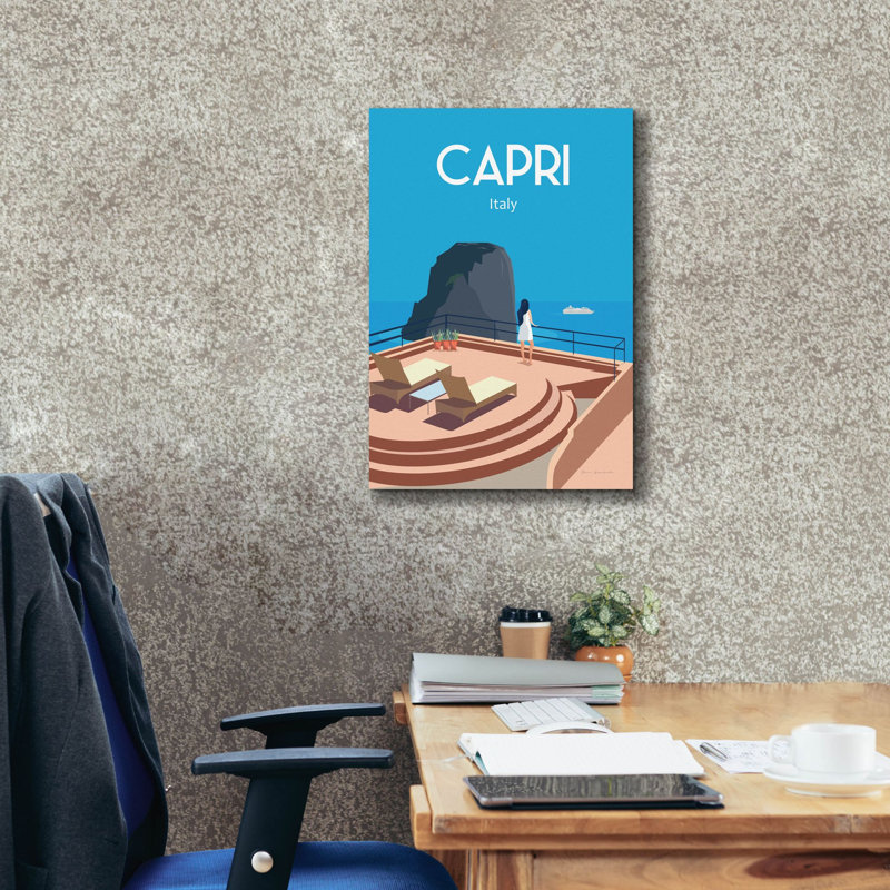 Toile épique «Capri» par Omar Escalante, H 26 po x l 18 po