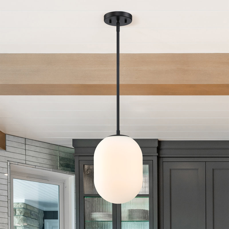 Luminaire suspendu simple à 1 lumière Kiani, Noir mat