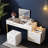47'' Extendable Makeup Vanity Desk, Modern Vanity Table Wtih Flip-top Mirror And Four Drawers, Dressing Table With Nightstand For Bedroom