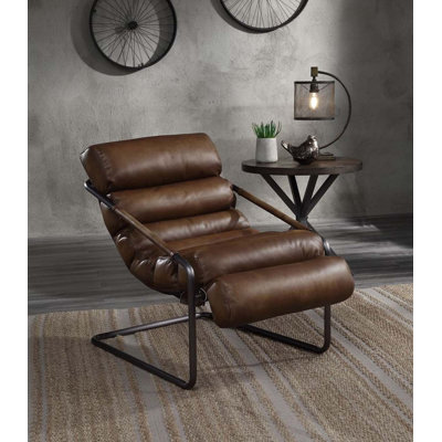 Dolgren Accent Chair, Sahara Top Grain Leather & Matt Iron Finish