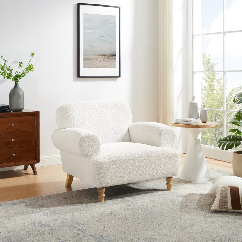 Fauteuil en chenille Piasa, Polyester ivoire