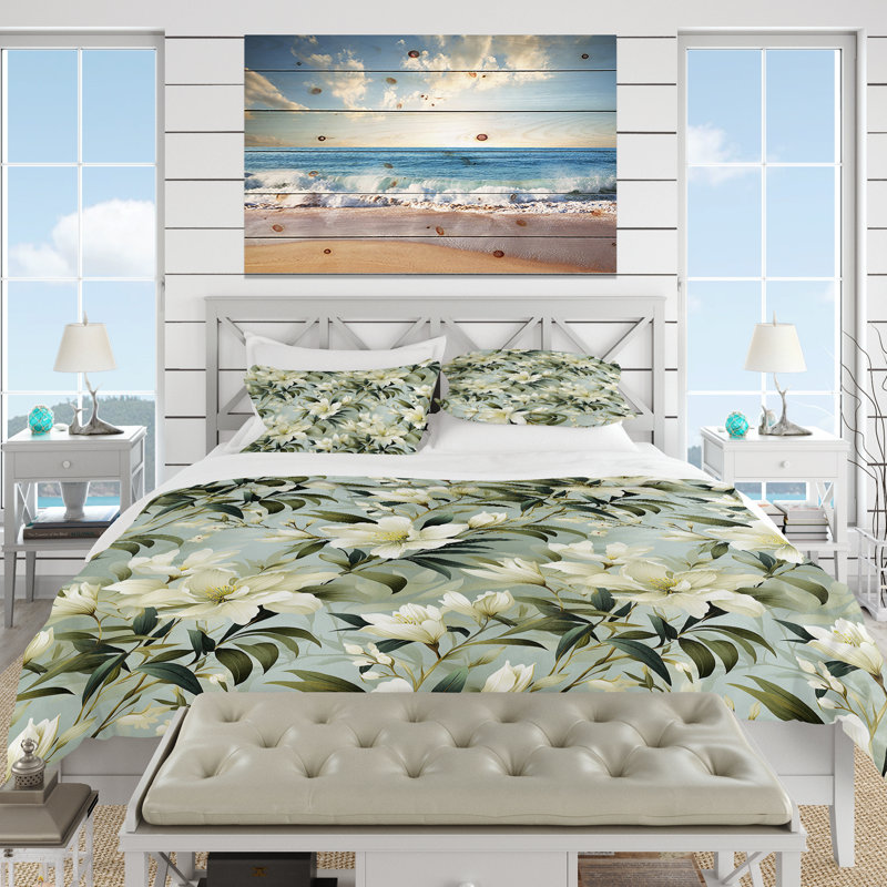 Literie Bamboo Whispers, Housse de couette pour grand lit et 2 taies décor