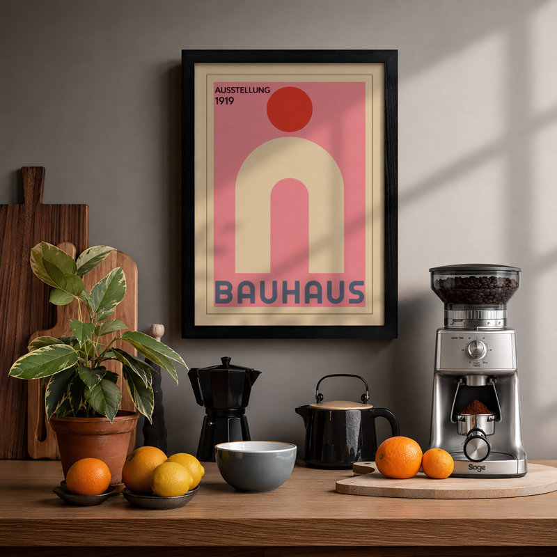 Bauhaus 1919 Geometric - Framed Print, A3 - 42.0 x 29.7 cm, Black