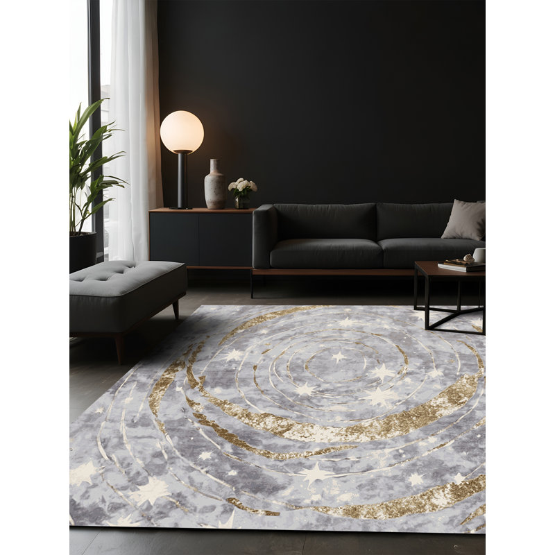 Tapis gris soyeux et moelleux, Carré 6 pi