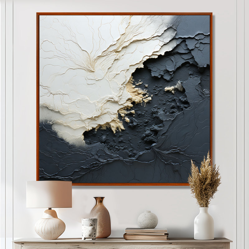 Minimalisme, peinture vague III - art mural côtier, Reproduction avec cadre flottant, H 30 po x l 30 po, Brun