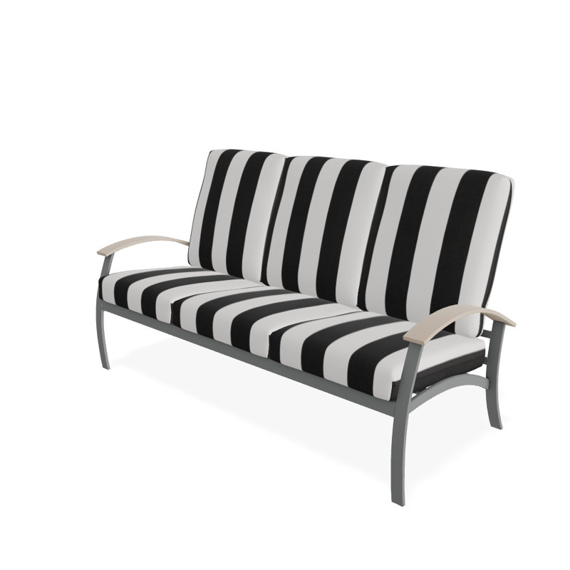 Canapé de patio 3 places avec coussins Askar, Cabana classique à rayures noires Sunbrella®, Graphite texturé