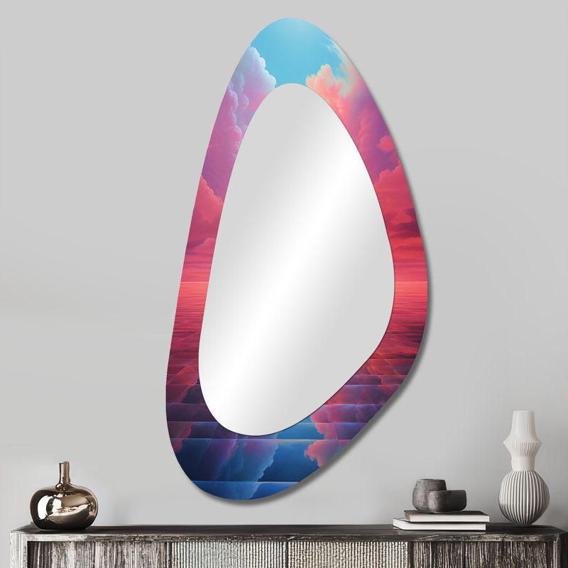Miroir mural décoratif de forme unique «Daison Pink Diamond Horizon», paysages