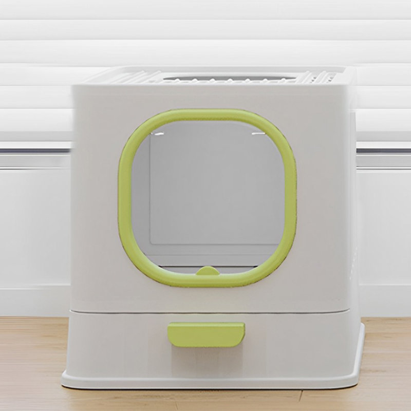 Polyethylene Plastic Enclosed Litter Box with Scoop, Green