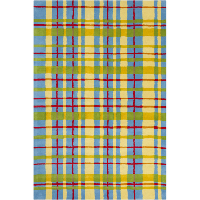 Blair Authentic Hand-Tufted Handmade Multi-Color Plaid Design on Wool Modern & Contemporary Area Rug, 5' x 7'6"