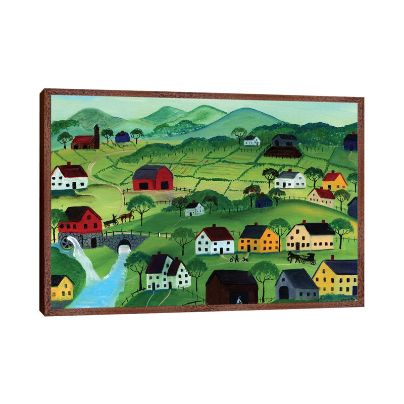 Countryside by Cheryl Bartley - Painting on Canvas, Classic Brown Wood Framed, 45.72cm H x 66.04cm W x 3.81cm D