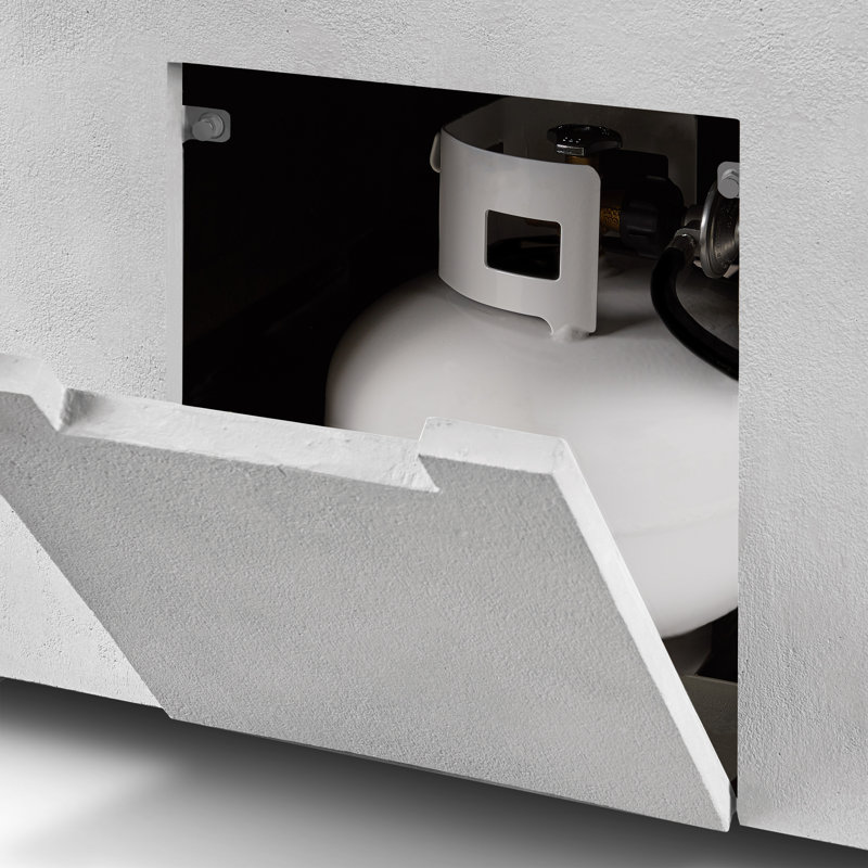 Table de foyer d'extérieur au propane en béton Estes par Jensen Co., H 19 po x l 60 po x P 30 po, Gaz naturel, Chalk