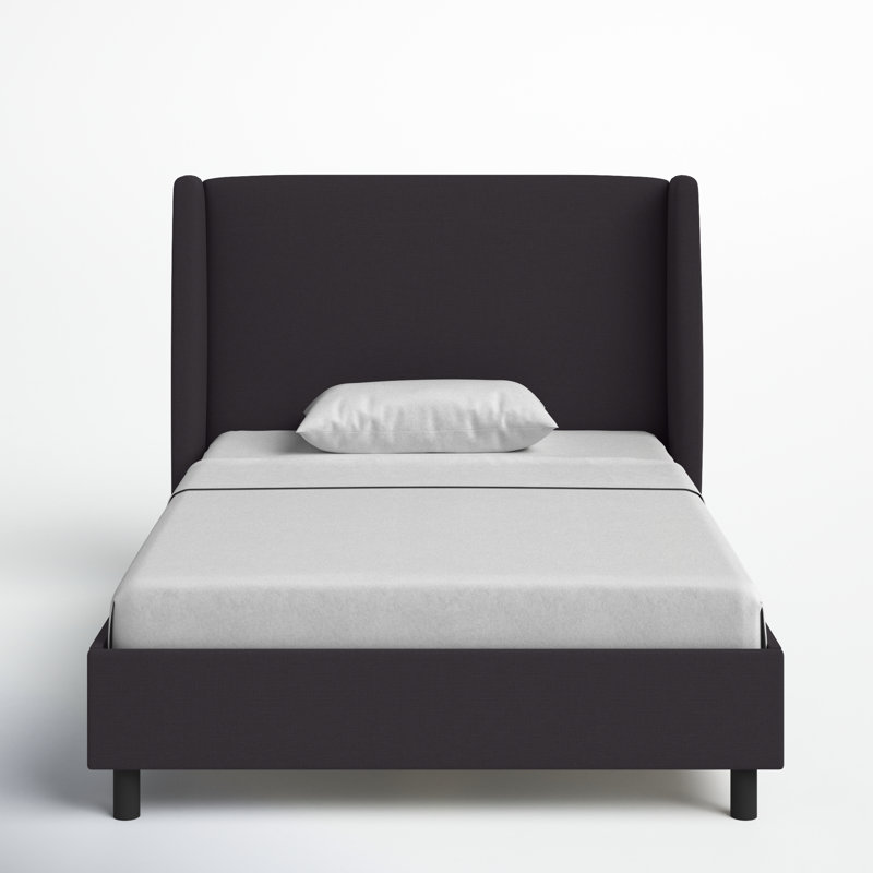 Tilly Upholstered Low Profile Platform Bed, Queen, Classic Black Linen