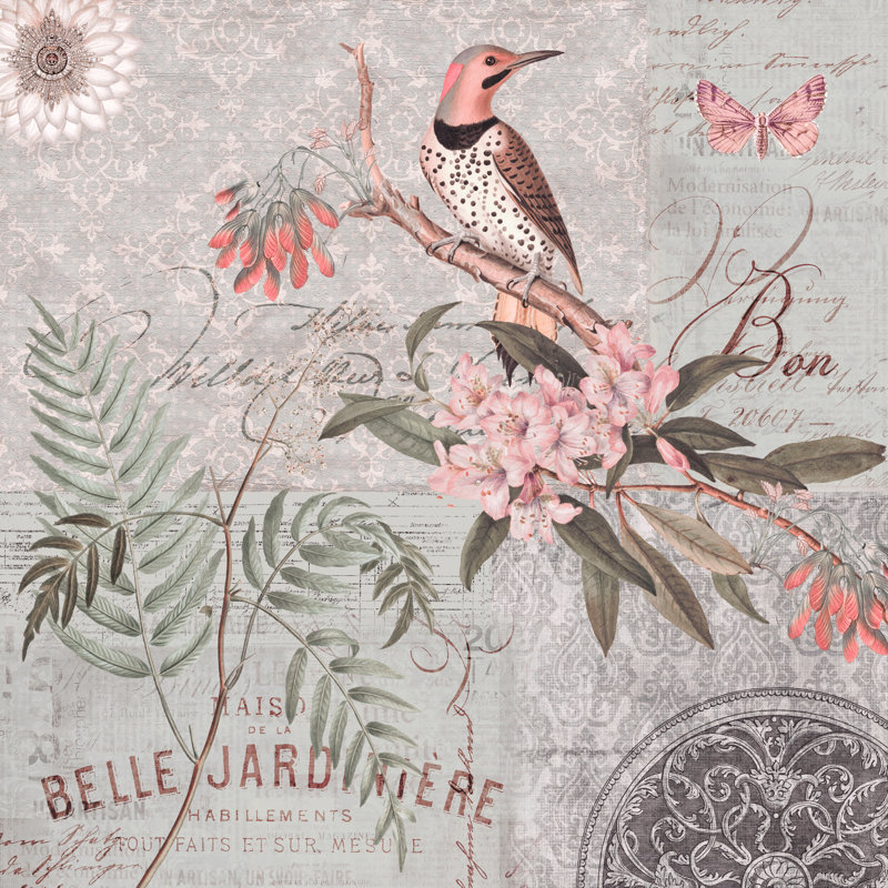 Jardin printanier d'oiseaux, H 12 po x l 12 po