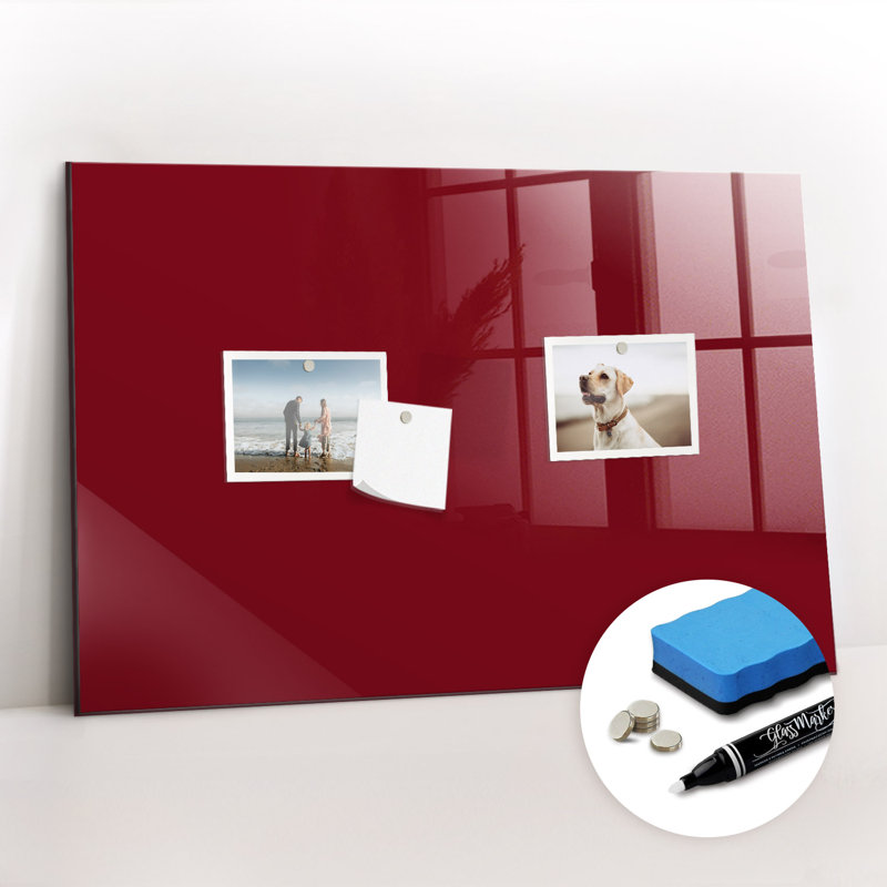 Magnetic Glass Dry Erase Board, Burgundy