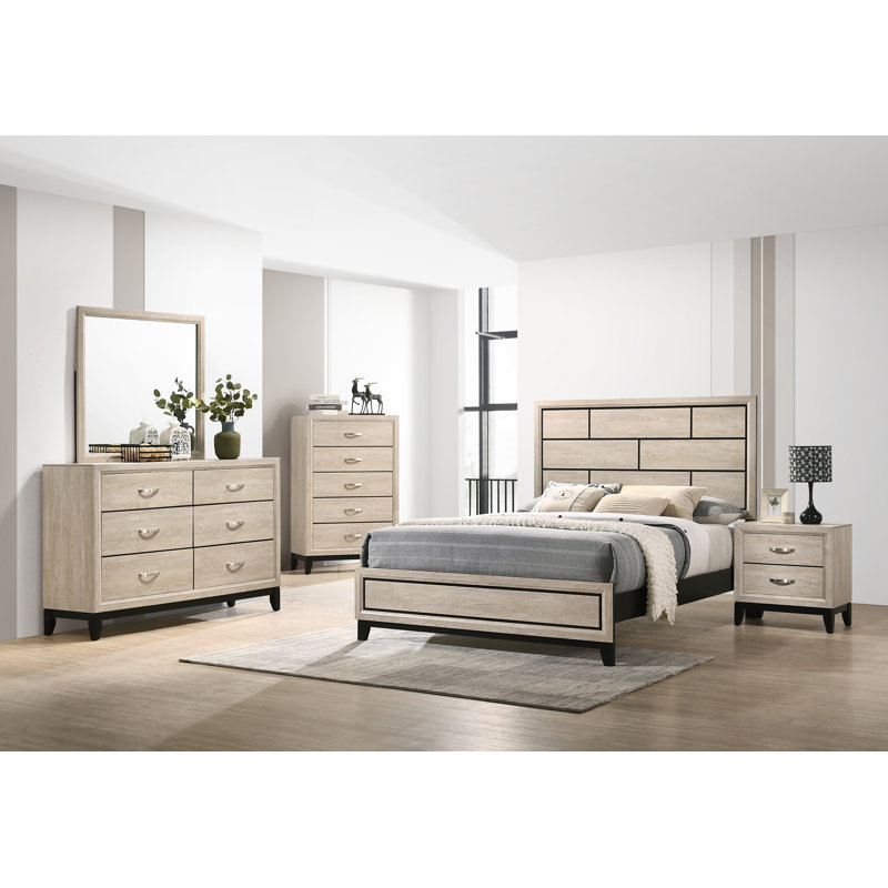 Ensemble de chambre à coucher à panneau 5-1 Yadier, Craie, Grand