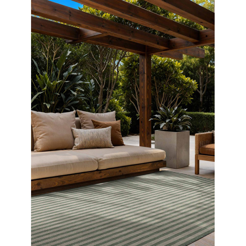 Destyn Striped Indoor / Outdoor Area Rug, Rectangle 200 x 300 cm, Green