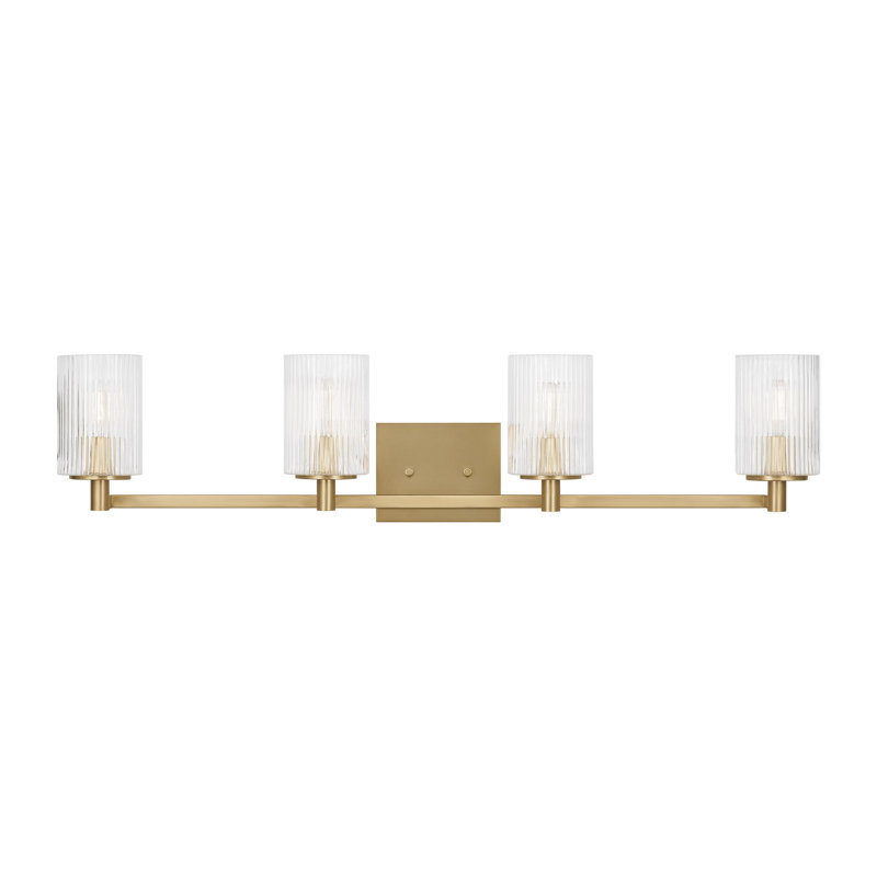 Luisa bath wall sconce with clear fluted glass shades, Satin Bronze, 4