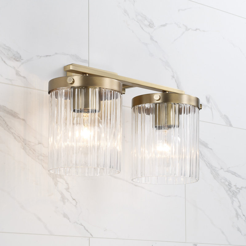 Éclairage pour meuble-lavabo à 2 lumières à intensité variable Vaughn, Laiton vieilli