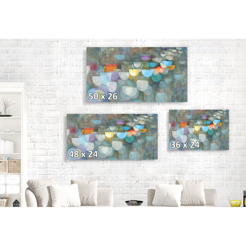 Cercles, bleu, rouge, bleu sarcelle, gris, H 16 po x l 24 po x P 1,5 po
