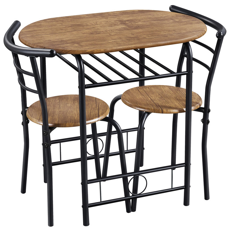 2 - Person Dining Set, 80 cm L x 53 cm W x 75.5 cm H, Brown/Black