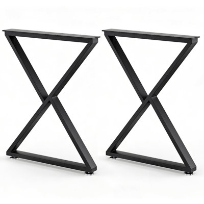 Heavy Duty Z-Shape Metal Table Legs With Adjustable Feet, 1000 LB Capacity, For Dining Tables, Desks, And Kitchen Tables - Set Of 2