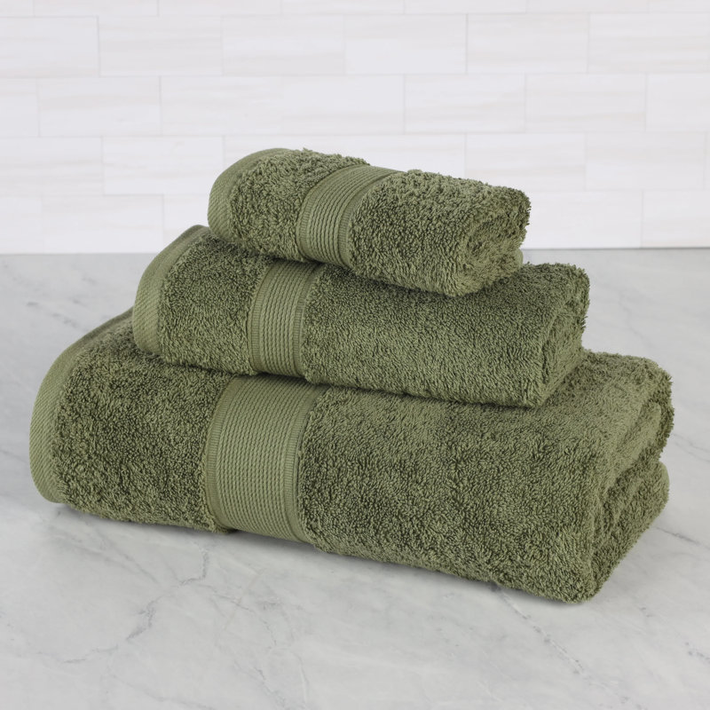 Ensemble de serviettes en coton biologique Lyndon, Ensemble 3 pièces, Vert forêt
