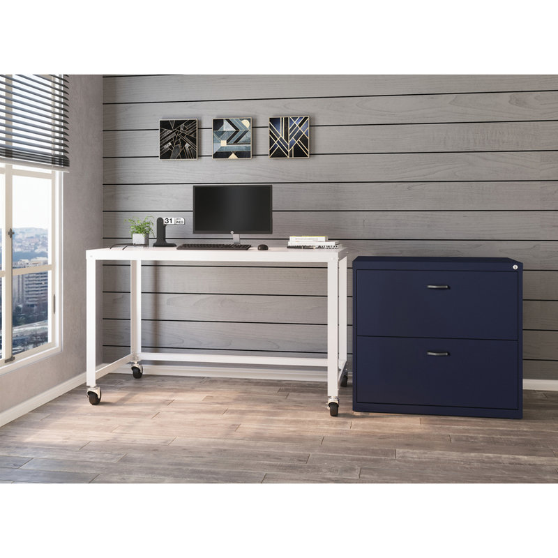 Navy 36" Steel 2-Drawer Lockable Lateral File Cabinet