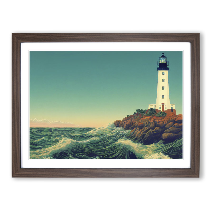 Lighthouse Seascape Vol.1 1 Piece Single Picture Frame Wall Art, 34cm H x 46cm W, Brown