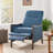 Single Seating  Mid-Century Modern Pushback Recliner, Deep Blue Upholstered Fabric Chair for Living Room Bedroom