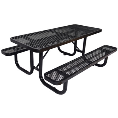 6 pi Table de pique-nique rectangulaire en acier pour l'extérieur
