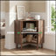 Armoire d'angle avec portes coulissantes et tablettes réglables
