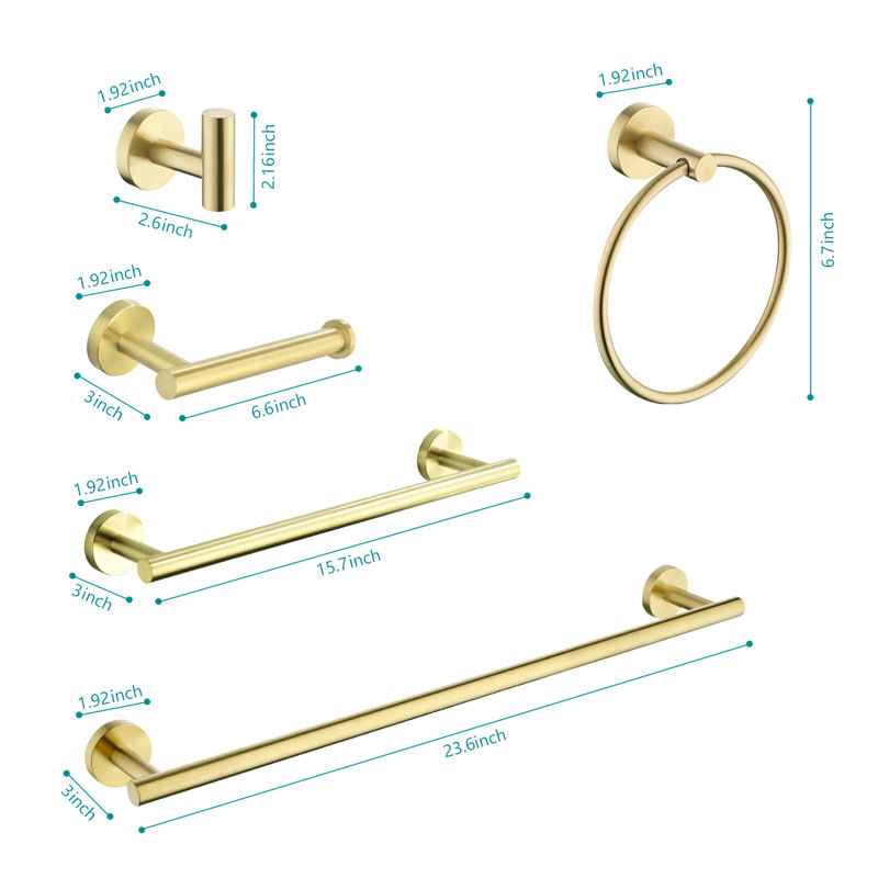 Bathroom 9 Towel Rack In Stainless Steel - Brushed Gold, Coating, Enhances Longevity Assurance Guarantee Finish,