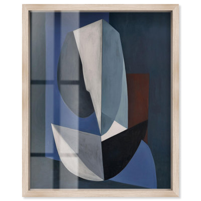 «Blue Sentinel II Shadowbox», art abstrait moderne par Art Remedy, cadre blond, 24 x 30