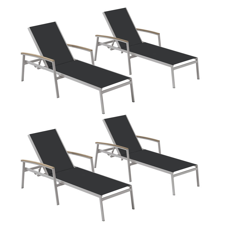 Travira Outdoor Chaise Lounge, Black, Tekwood Vintage, Flint