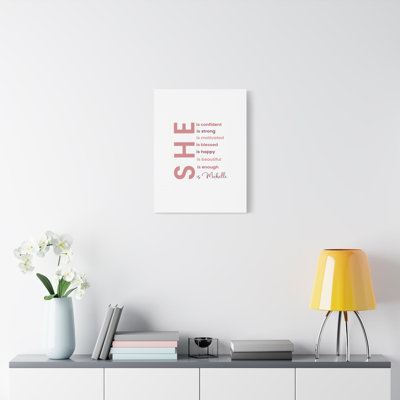 Personalized SHE Is Canvas Wall Art Uplifting and Motivational Decor for Women