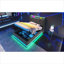 Lit plateforme simple avec rangement rembourré, cadre de lit en lin gris classique à entourage hydraulique à 360 ° avec charge USB Type-C