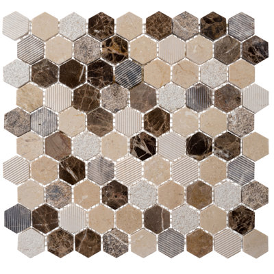 Amarillo 1-in. Honeycomb Patterned Look Honed Natural Stone Wall and Floor Mosaic Tile