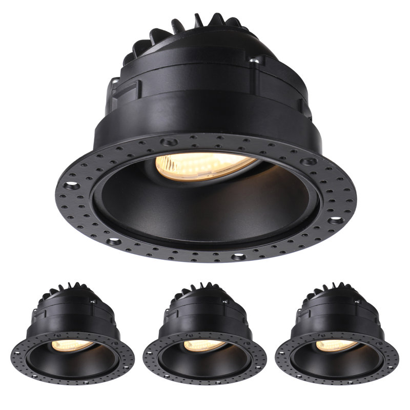 Luminaire encastré rond à cardan de 5 pouces à DEL sans abat-jour 5Cct, plafonnier sans abat-jour de 15 W avec boîte en J, noir