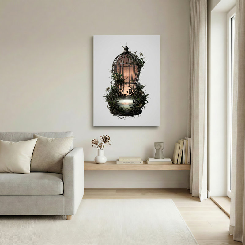 Ensemble de 1 tableau sur toile représentant une cage à oiseaux, 24"H x 16"W, Wrapped Canvas