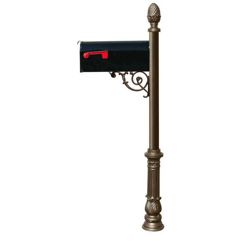 Boîte aux lettres montée sur poteau Lewiston, Bronze, 72" H x 6.5" W x 19" D