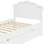 Lit plateforme simple en bois avec tête de lit, pied de lit et deux tiroirs spacieux, blanc, aucun sommier requis (matelas non inclus)